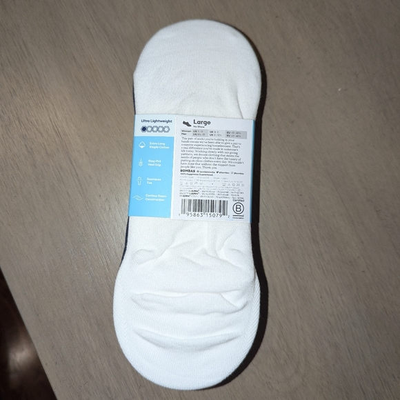 4-pack Bombas Men's Lightweight No Show Socks. Size Large - Picture 2 of 3